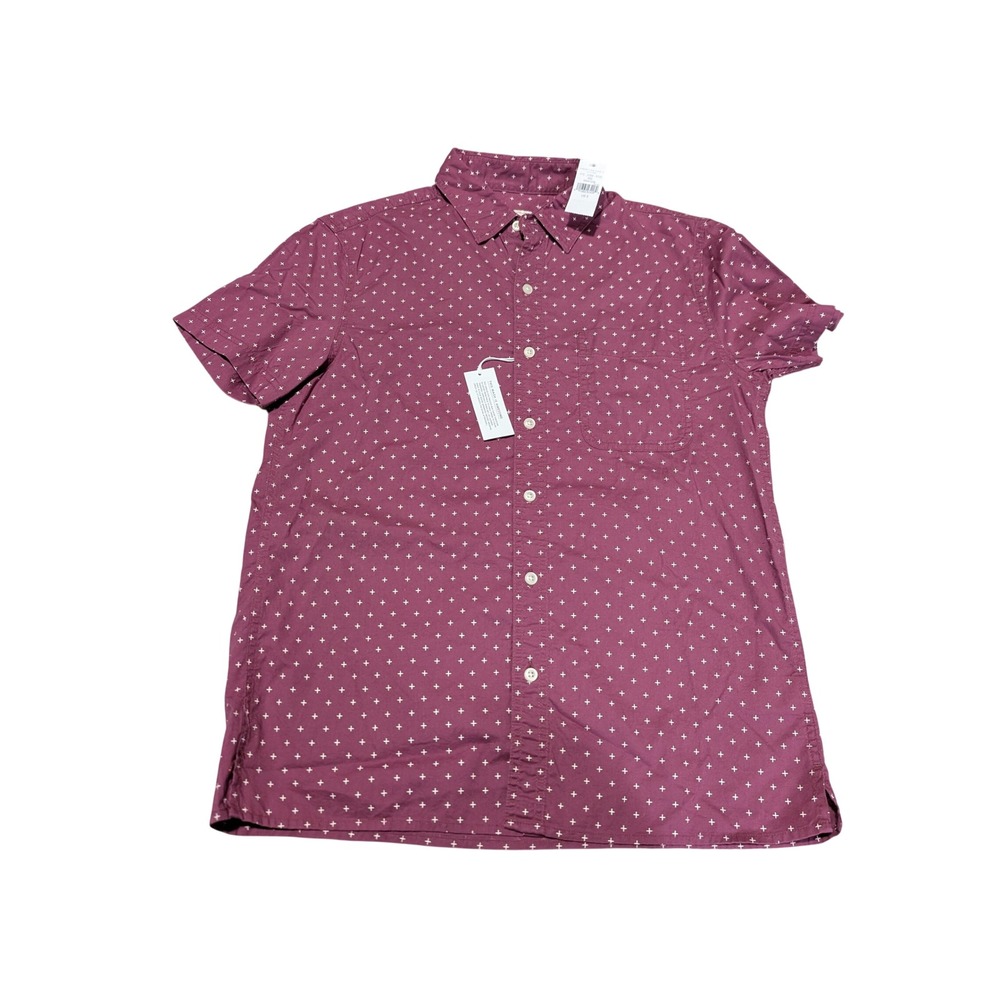 American Eagle Shirt Mens S Burgundy Cross Print Short Sleeve Button Down Casual